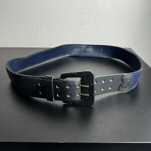 Vintage Black‎ & Blue Suede & Leather Belt Women's